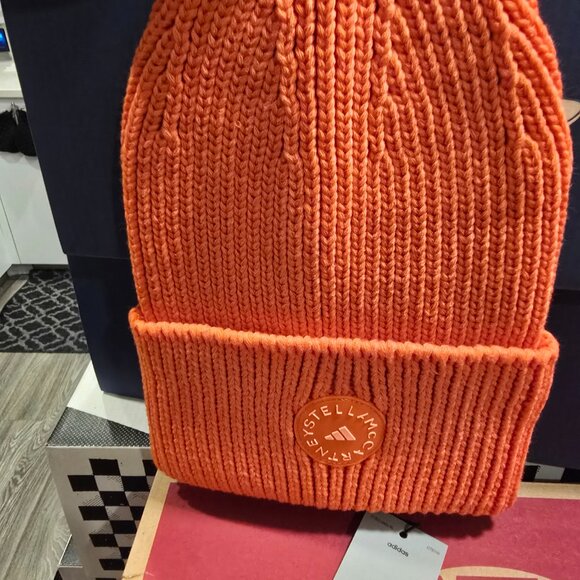 adidas X Stella McCartney Beanie Hat Orange JF4281 Women's NEW - Picture 4 of 8